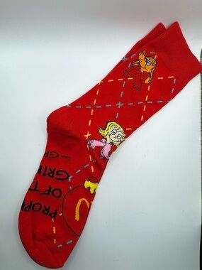 Grinch Red & Yellow Novelty Crew Socks with Cartoon Design